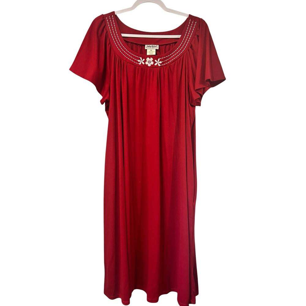 Vintage Anthony Richards Grandma Core House Shift Dress Kaftan Red Pockets 2X